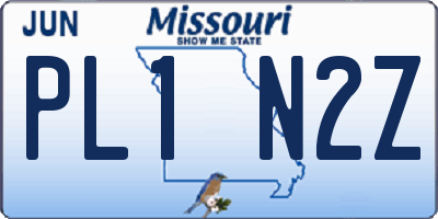 MO license plate PL1N2Z