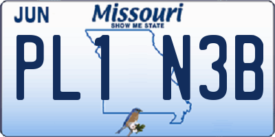 MO license plate PL1N3B