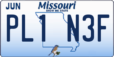 MO license plate PL1N3F