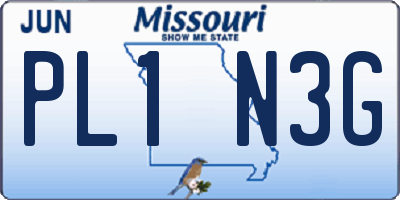 MO license plate PL1N3G