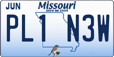MO license plate PL1N3W