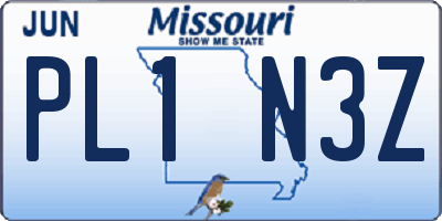 MO license plate PL1N3Z
