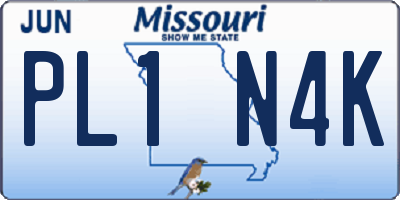 MO license plate PL1N4K