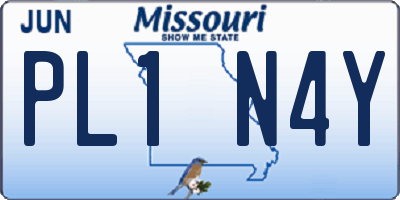 MO license plate PL1N4Y
