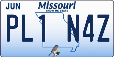 MO license plate PL1N4Z