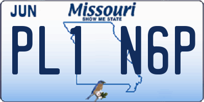 MO license plate PL1N6P