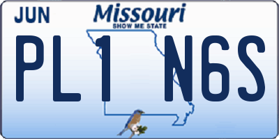 MO license plate PL1N6S