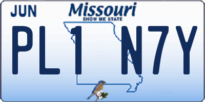 MO license plate PL1N7Y