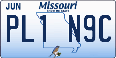 MO license plate PL1N9C