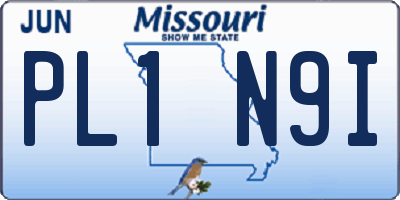 MO license plate PL1N9I