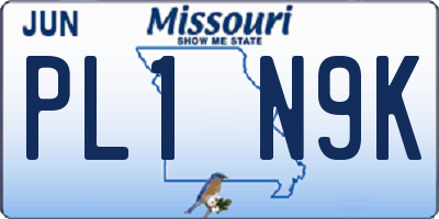 MO license plate PL1N9K