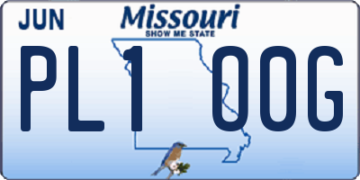 MO license plate PL1O0G