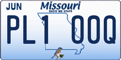 MO license plate PL1O0Q