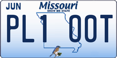 MO license plate PL1O0T