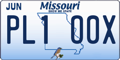 MO license plate PL1O0X