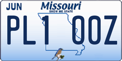 MO license plate PL1O0Z