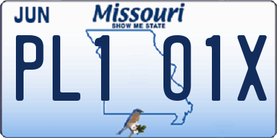 MO license plate PL1O1X