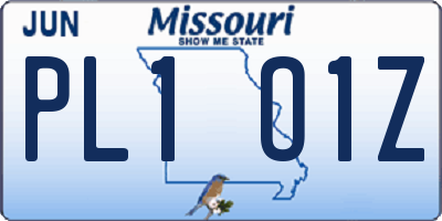 MO license plate PL1O1Z
