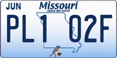 MO license plate PL1O2F