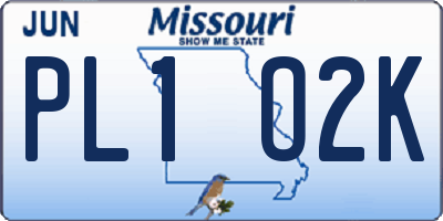 MO license plate PL1O2K