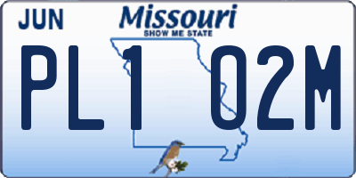 MO license plate PL1O2M