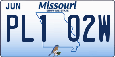 MO license plate PL1O2W