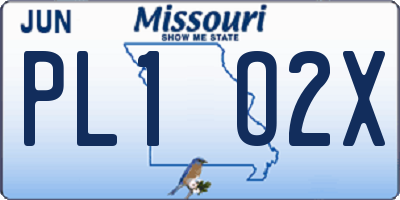 MO license plate PL1O2X