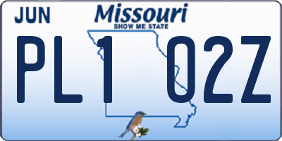 MO license plate PL1O2Z
