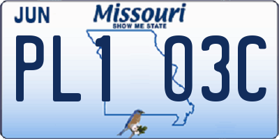 MO license plate PL1O3C