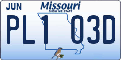 MO license plate PL1O3D