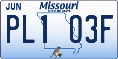 MO license plate PL1O3F