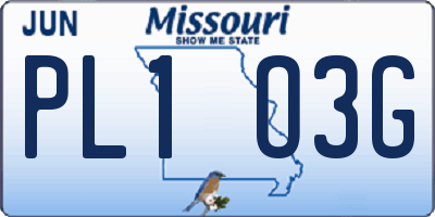 MO license plate PL1O3G