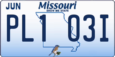 MO license plate PL1O3I