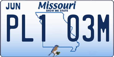 MO license plate PL1O3M