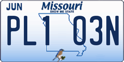 MO license plate PL1O3N