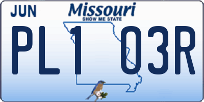 MO license plate PL1O3R