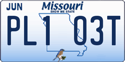 MO license plate PL1O3T