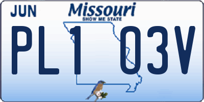 MO license plate PL1O3V