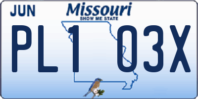 MO license plate PL1O3X