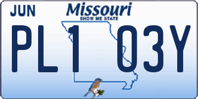 MO license plate PL1O3Y