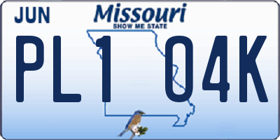 MO license plate PL1O4K