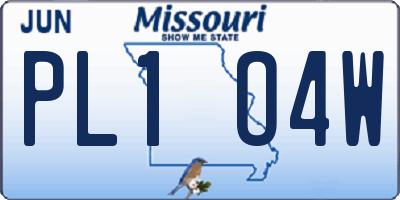 MO license plate PL1O4W