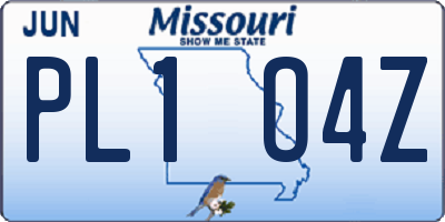 MO license plate PL1O4Z