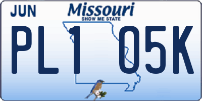 MO license plate PL1O5K