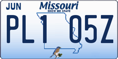 MO license plate PL1O5Z