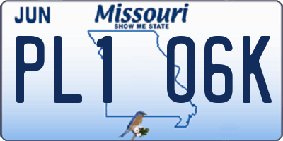 MO license plate PL1O6K
