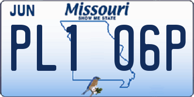 MO license plate PL1O6P