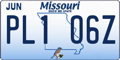 MO license plate PL1O6Z
