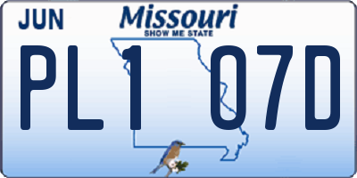 MO license plate PL1O7D
