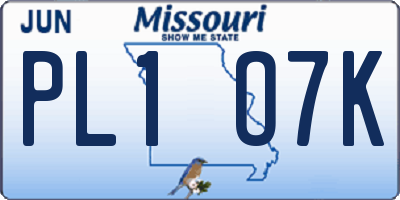 MO license plate PL1O7K